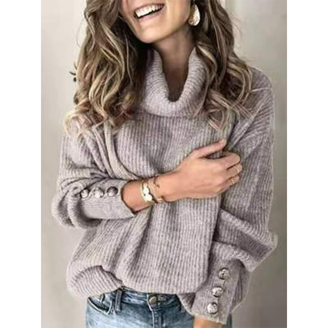 Hauts en Tricot Ample pour Femmes Grande Taille, Col Bénitier, Manches Longues
