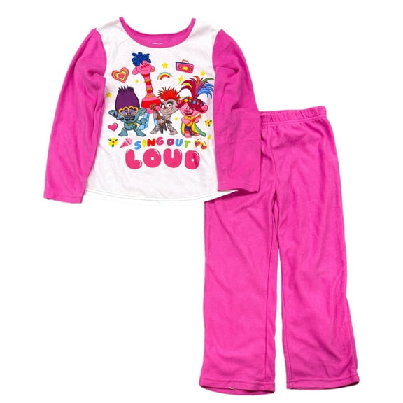 Trolls Girls Pink Sing Out Loud Cooper Poppy Pajamas PJs Sleep Set XS (4/5)