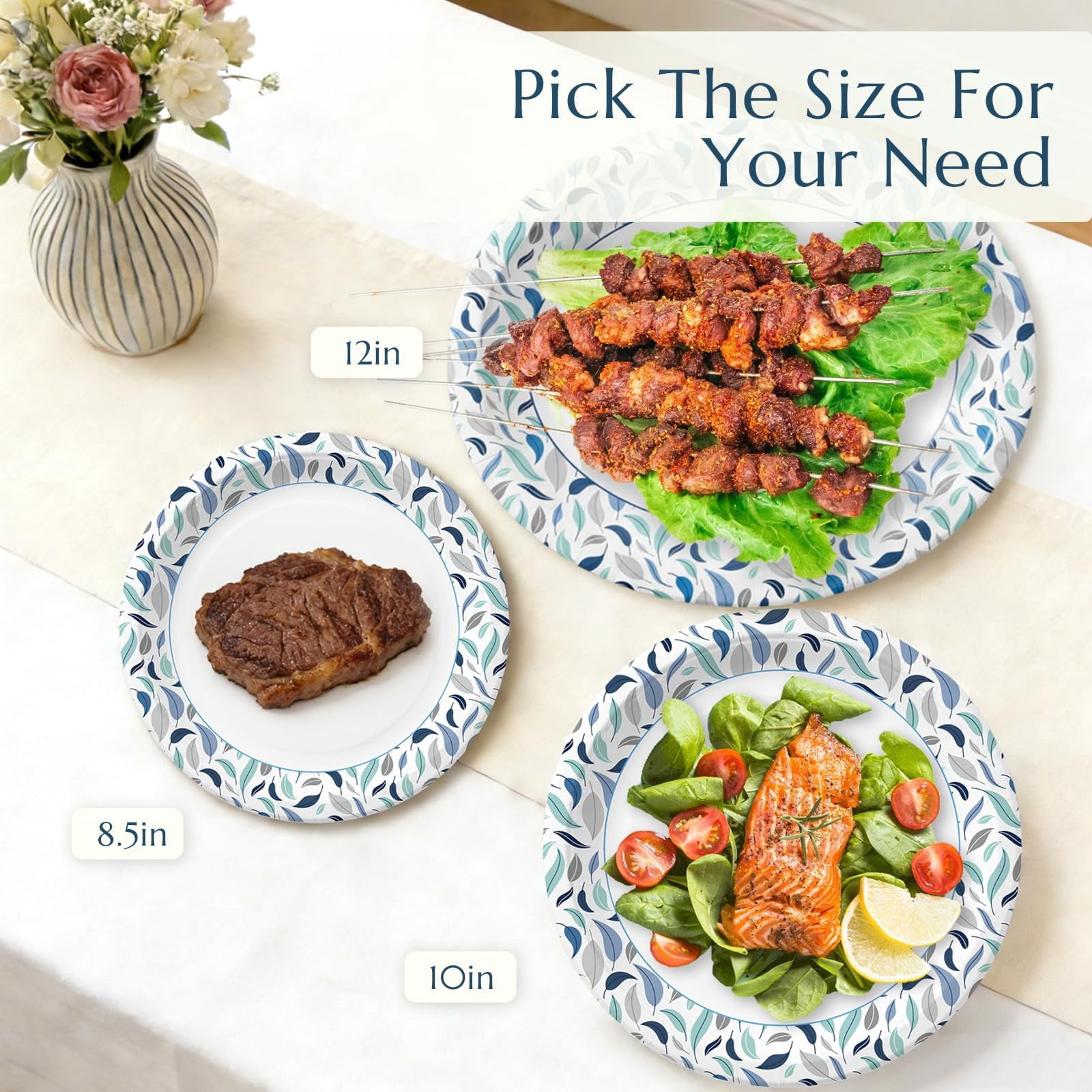 8.5 Inch Paper Plates  150 Count Disposable Soak Proof & Cut Resistantwave Safe Bulk For Everyday Meals Lunch Familye