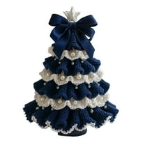 YWIYIUD 5inch DIY Crochet Christmas Tree Kit,Tree Bow Pearl Embellishment,Beginner Christmas Crochet Kit,Handmade Holiday Decoration Set,Christmas Craft Kit, Xmas Party Crochet Decorations
