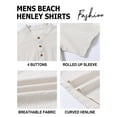 thumbnail image 4 of Tyhengta Men's Cotton Henley Shirt Band Collar Short Sleeve Shirt Casual Summer Lightweight Breathable Shirt Beige XXL, 4 of 8