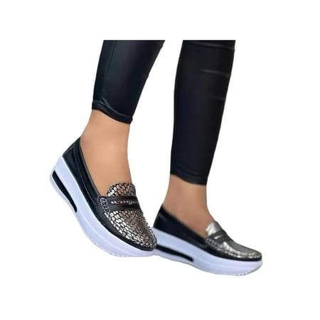 

Crocowalk Women s Non Slip Comfortable Wedge Heels Wedges Wear Resistant Low Top Loafers All Seasons Casual Closed Toe