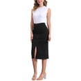 thumbnail image 2 of INSPIRE CHIC Maxi Denim Skirt for Women's Front Slit Zipper High Waist Bodycon Jean Skirt L Black, 2 of 6