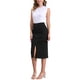 thumbnail image 2 of Falda Maxi de Mezclilla INSPIRE CHIC para Mujer con Abertura Frontal, Cierre de Cremallera, Cintura Alta, Cuerpo Ajustado, Talla XL, Negra, 2 of 6