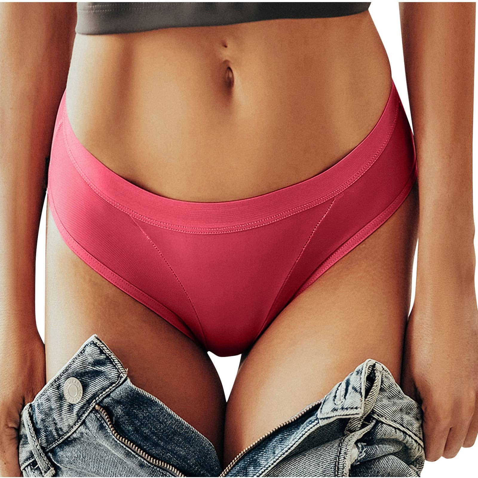 Lopecy-Sta Women's Solid Underwear Cotton Stretch Sexy Panties Lingerie  Women Briefs Savings Clearance Womens Underwear Period Underwear for Women  Red 