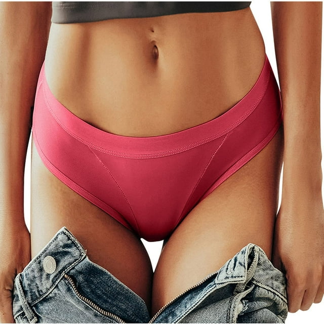 QTBIUQ Culottes Unies pour Femmes en Coton Extensible, Lingerie, Culottes pour Femmes (Rouge, M)