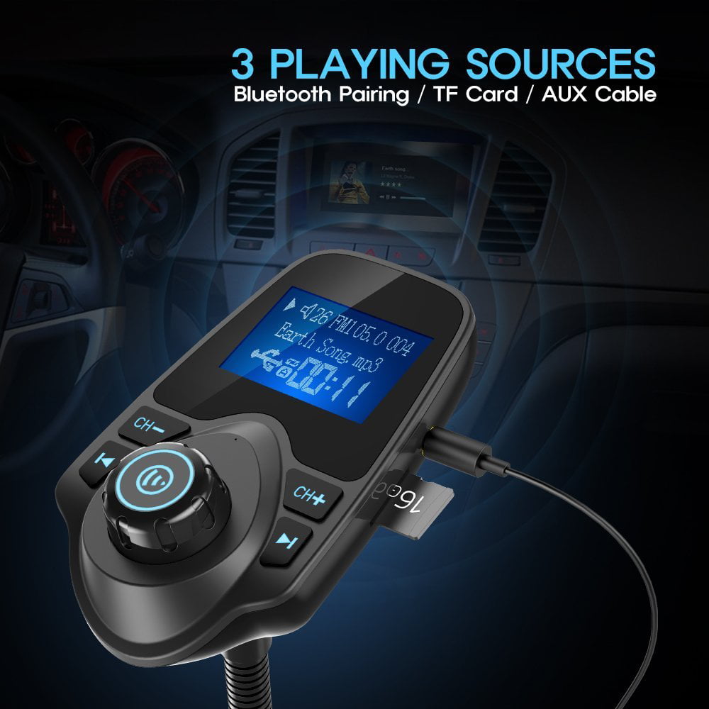 Nulaxy 1.44 LCD Wireless Bluetooth FM Transmitter In-Car Radio Adapter Car Kit 