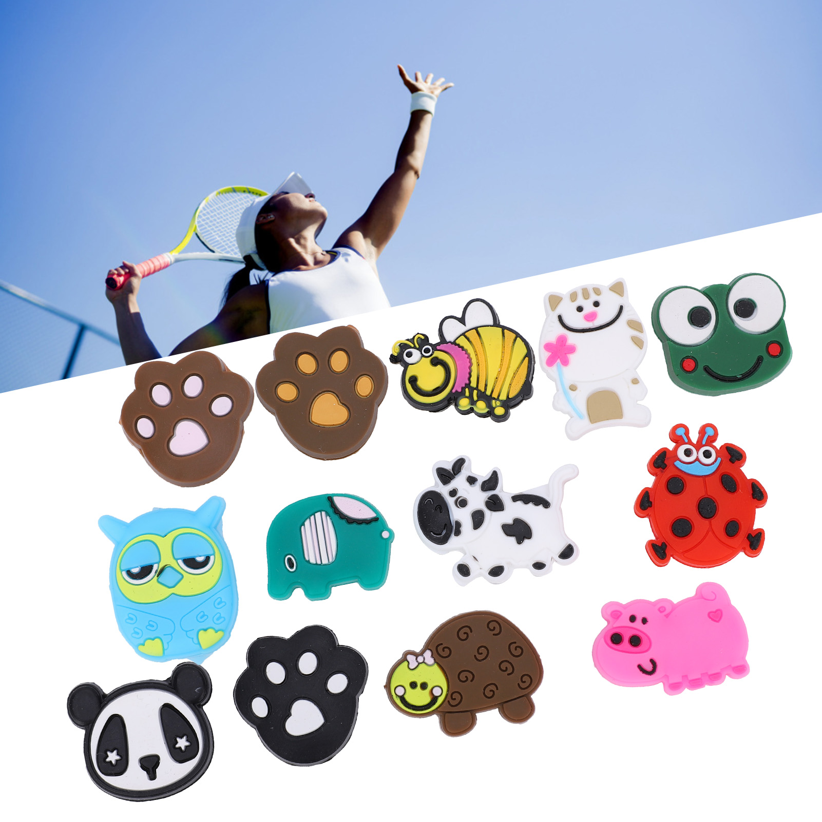Amortisseur De Vibrations Pour Raquette De Tennis En Silicone - Design Animal Mignon (plusieurs Modèles) - Réduit Les Vibrations Et Ajoute Du Style