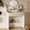 White, variant on Oxirth Black Makeup Vanity with Lighted Mirror, Sleek Modern Dressing Table Desk with Arched LED Mirror, 2 Fluted Drawers for Bedroom