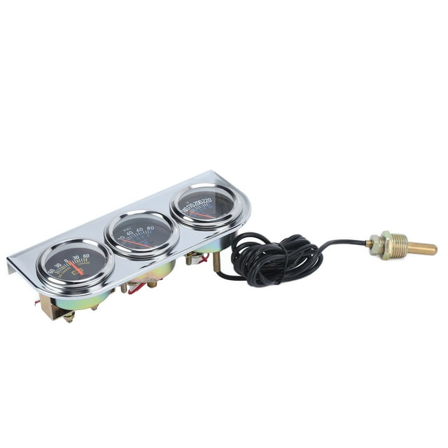 Water Temp Meter, AMP Meter Metal Triple Gauge Kit For 12V Vehicles