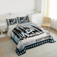 thumbnail image 3 of Castle Fairy Animal Deer Bedding Comforter Set 2pcs for Children Teens Adults,Vintage Lodge Cabin Twin Comforter Sets Microfiber,Woodland Wildlife Breathable Bedding Set,Microfiber Bedroom Decor, 3 of 8