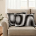 thumbnail image 2 of Black Striped Outdoor Pillow Covers, Waterproof Decorative Throw Pillowcases Set of 2, Modern Simple Farmhouse Beige Vintage Couch Cushion Cases with Zipper for Outside Patio Garden Sofa 20"x12", 2 of 9
