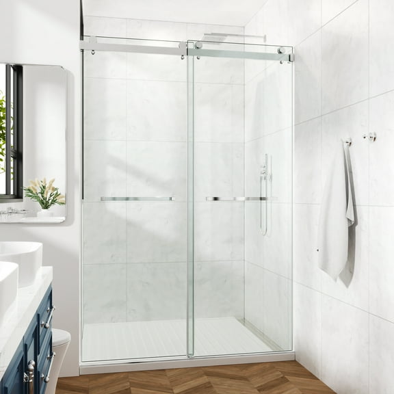 Cozy 54"x 76" Frameless Double Slide Shower Door 3/8" Tempered Glass