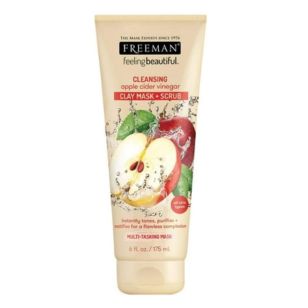 Freeman Facial Apple Cider Vinegar Clay Mask Plus Scrub 6 Oz, 3 Pack