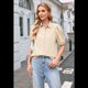 thumbnail image 5 of Camisas de Mujer con Botones, Mangas Abullonadas, Cuello Alto, Blusas Elegantes e Informales. Caqui Superficial M, 5 of 8