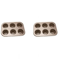 2X 6-Cavity Canele Mold Cake Pan, Non-Stick Canele Baking Pan for Oven Carbon Steel Caneles Mold Bakeware Tool