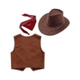 thumbnail image 4 of IEFIEL Boys Halloween Carnival Western Cowboy Cosplay Costume Theme Party Pointed Hem Fringed Vest Brown-A 8, 4 of 7