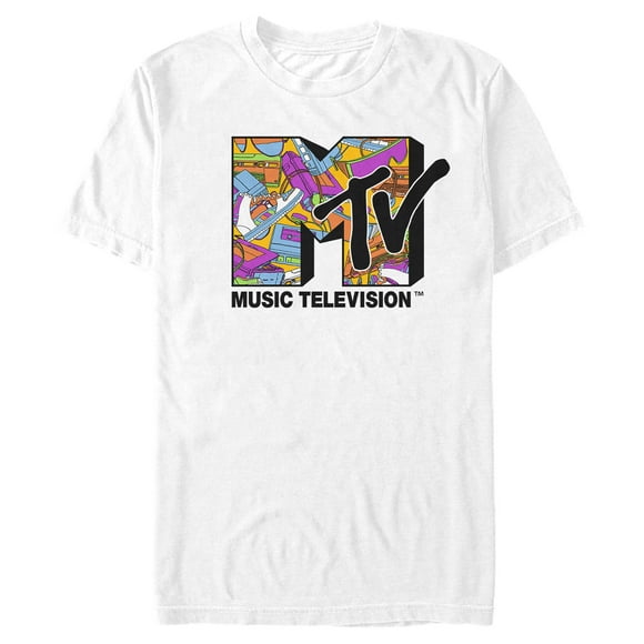 T-Shirt Logo Miscellany des Années 80 pour Hommes MTV - White - 2X Large