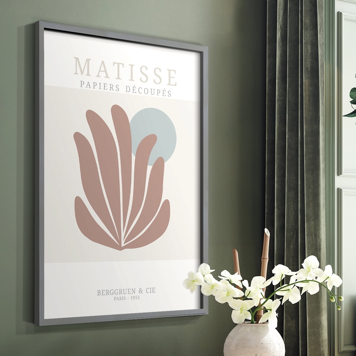 Matisse CDXXXV in Gray Solid Wood Framed Print No Nail Hanging