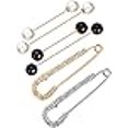 thumbnail image 3 of 6 Pcs Pinces à Chandail Rétro Perles Broche Épingles Collier Cardigan Pince à Chemise pour Dos Resserré et Taille pour Femmes Filles Accessoire de Costume, 3 of 4