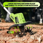 Saker 22V Cordless Tiller Cultivator with Telescopic Handle, 360RPM Electric Garden Tiller with 2*2000mAh Battery, 9-Inch Tilling Width for Gardening Weeding Soil Cultivation