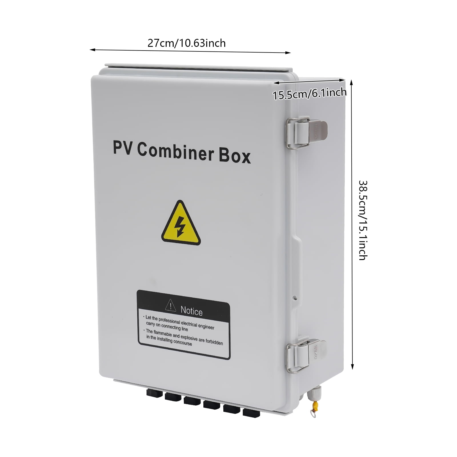 6 String Solar PV Combiner Box, Waterproof 63A Circuit Breaker Junction Box for On/Off Grid Solar Panel System