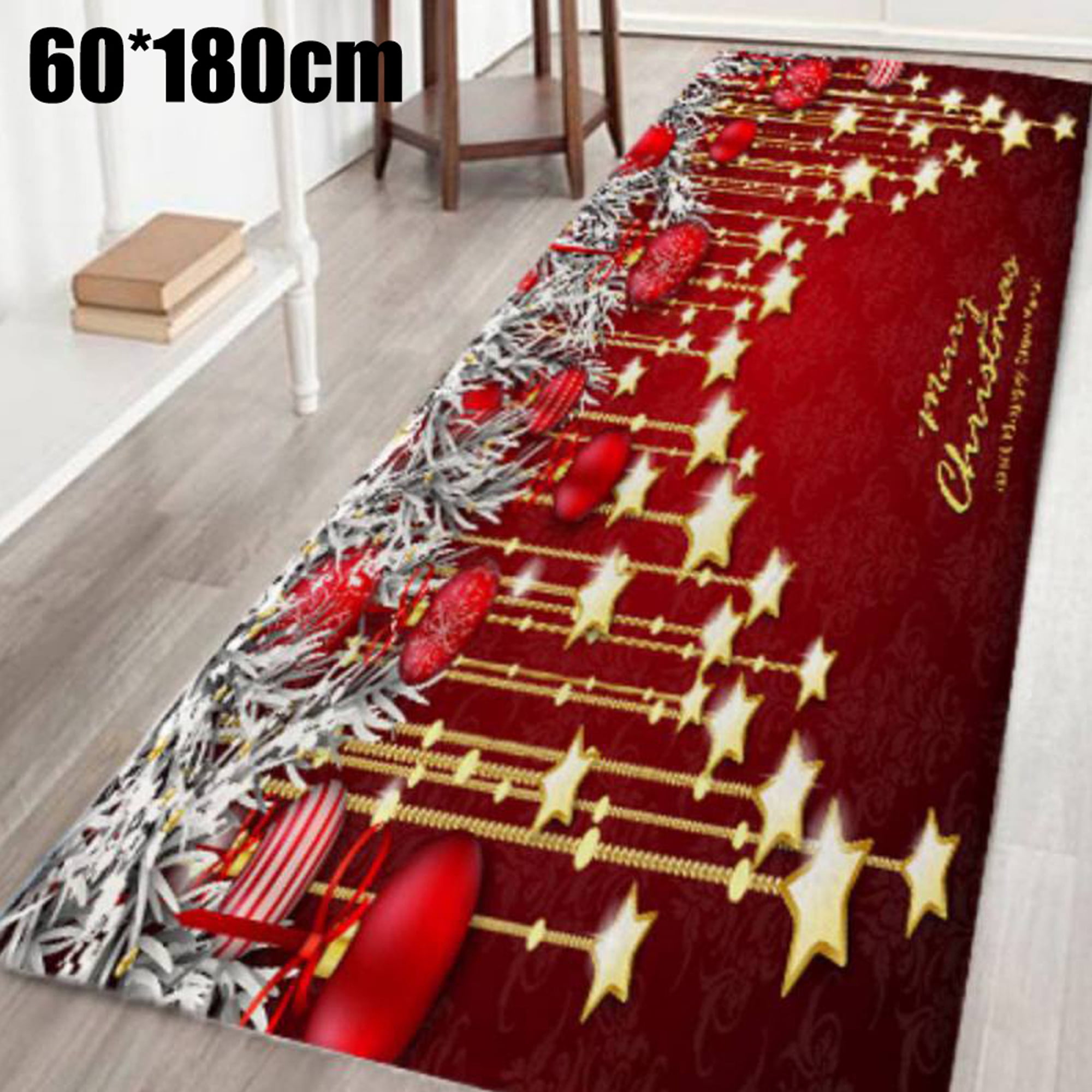 Christmas Santa Claus Pattern Anti-slip Kitchen Bathroom Room Floor Mat Carpet 