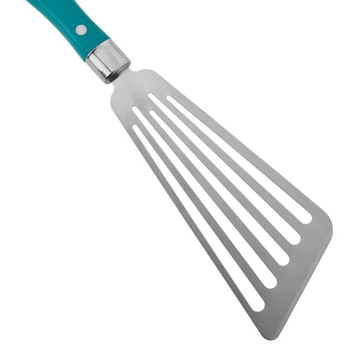 The Pioneer Woman Frontier Collection Stainless Steel Slotted Turner Spatula, Silver/Teal