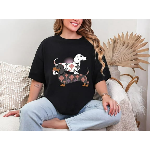 Two Dachshunds Unisex T-shirt Cute Puppy Pair Wiener Dog Pet Lover Gift, for men & women, up to size 5XL.