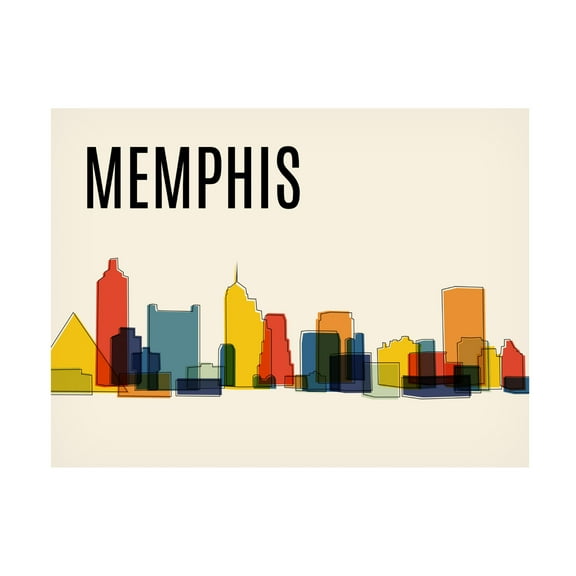 Canvas Wall Art - Tom Quartermaine 'Memphis Mid Century Modern Cityscape' Wall Art for Living Room, Bedroom, or Office Décor by Trademark Fine Art - 19 x 14 Inches