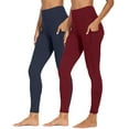 thumbnail image 2 of CFLVAEK 2PCS Plus Size Yoga Pants for Women with Pockets Comfy High Waisted Workout Leggings Butt Lift Gym Fitness Legging Pants Solid Color Running Pants Wine M, 2 of 10