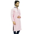 thumbnail image 3 of Atasi Men's Long Pink Kurta Dupion Indian Shirt Ethnic Tunic-XX-Large, 3 of 7