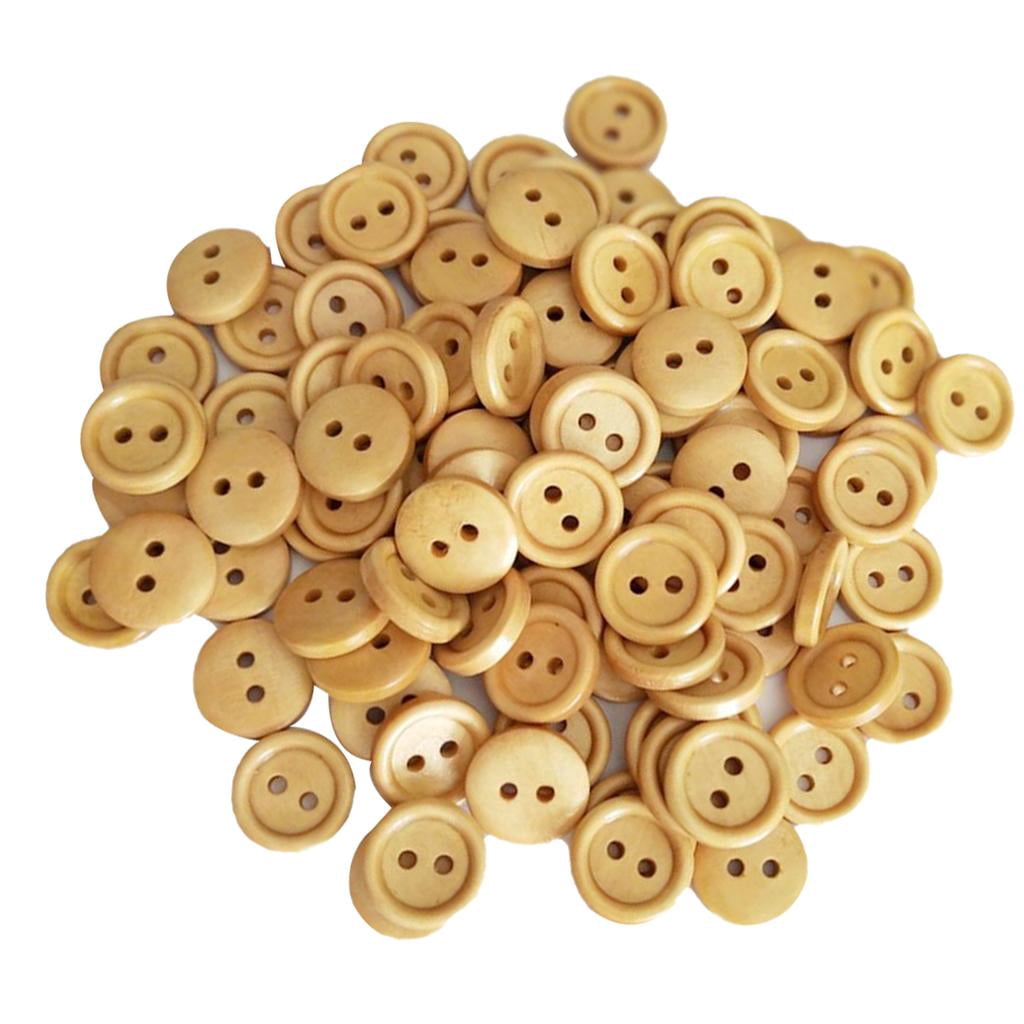 Abbraccia 5x100Pcs Vintage 2 Holes Wood Buttons for Sewing Scrapbooking Dark Brown 15mm 5 Pcs