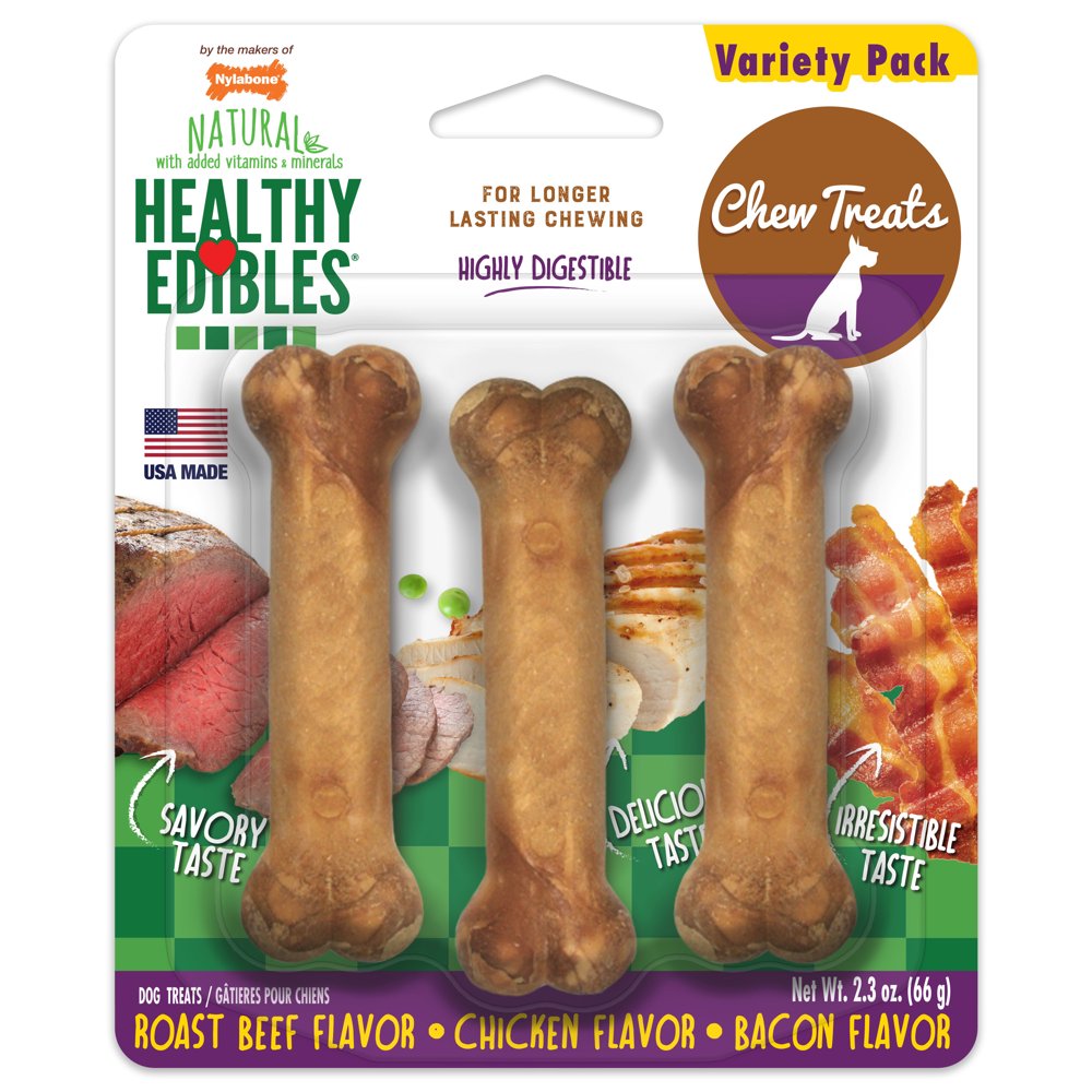 Nylabone Healthy Edibles AllNatural Long Lasting Chew Treats Variety