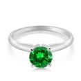 thumbnail image 2 of Gem Stone King 14K White Gold Green Created Emerald Solitaire Engagement 4-Prong Ring for Women | 1.00 Cttw | Round 6MM | Gemstone May Birthstone | Size 6, 2 of 4