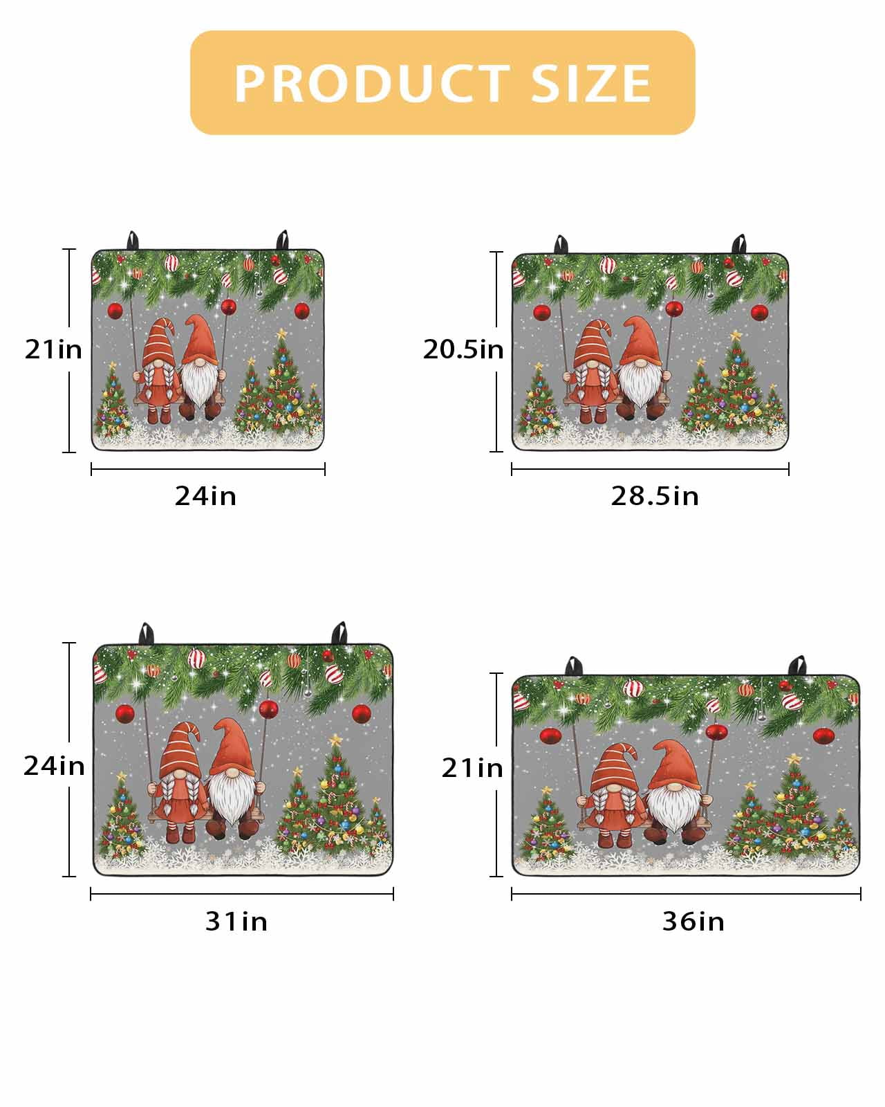 Large Induction Cooktop Protector Mat Grey Gnomes Christmas Stove Top Covers for Electric Stove, Xmas Tree Balls Snowflake Decorative Stove Burner Cover Mats, Glass Top Stove Cover