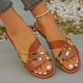 thumbnail image 6 of Wensltd Women Beach Sandals Comfortable Wide Width Summer Vacation Metal Buckle Sandals Flat Daily Casual Wear Brown, 6 of 9