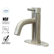 WMF-4316SS-S - Stainless Steel 4" Single Handle Lavatory Faucet, Bathroom Sink Faucet with Pop Up and Deck Plate, Brushed Nickel Finish