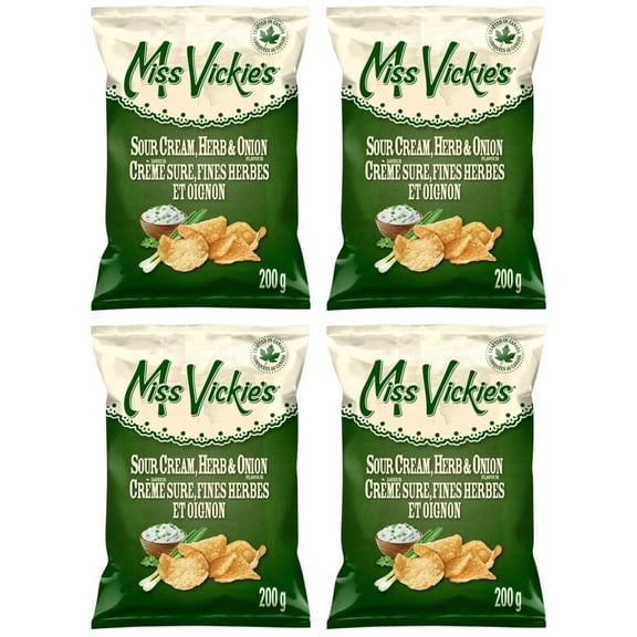 Miss Vickie's Sour Cream, Herb & Onion Kettle Cooked Potato Chips, 200g (4 Pack)