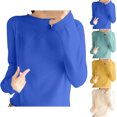 thumbnail image 4 of QTBIUQ Sweater Ladies Casual Solid Color Long Sleeved Round Neck Knitted Sweater Top Beige, 4 of 4