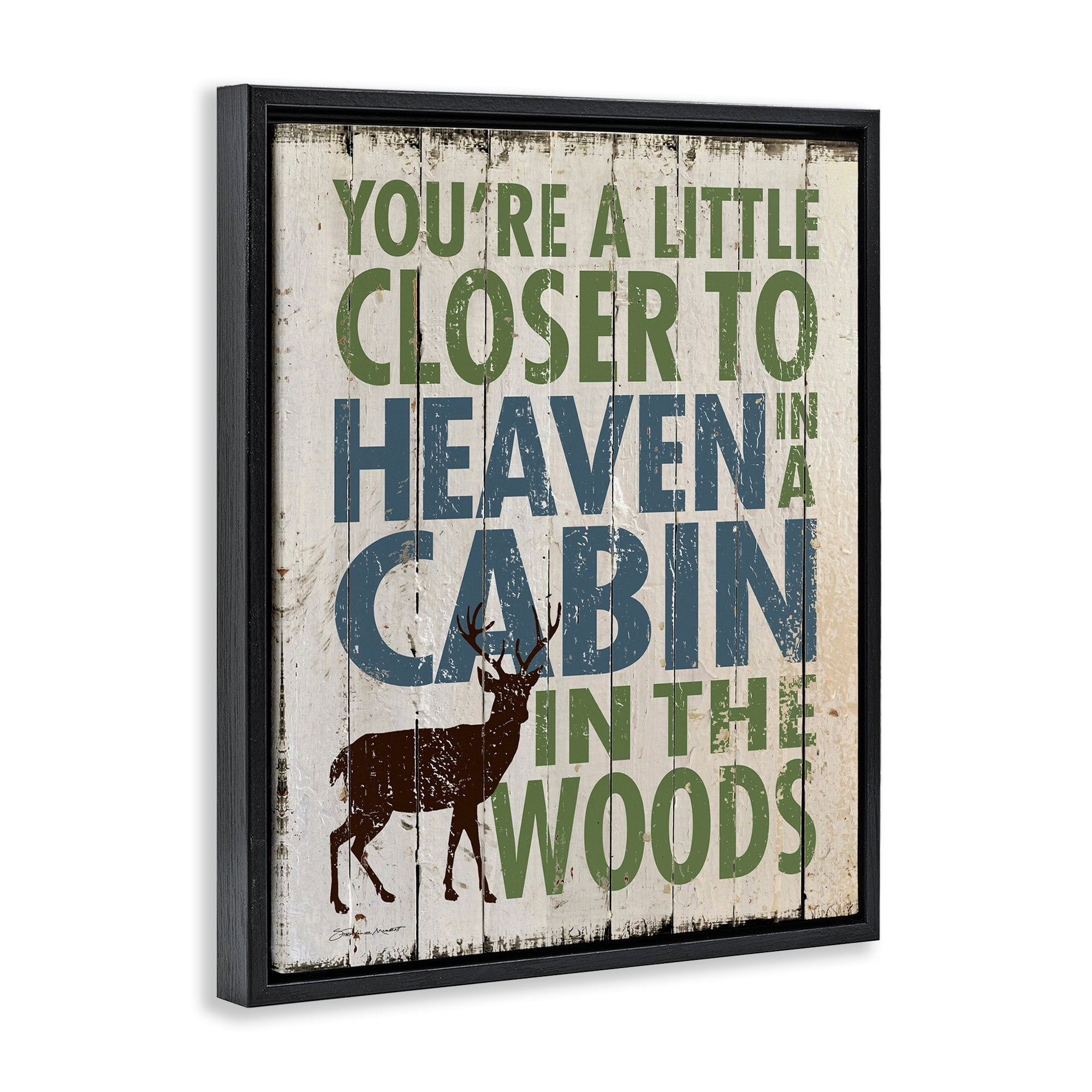 Stupell Industries Closer to Heavin in a Cabin Jet Black Framed Floating Canvas Wall Art, 24x30, by Stephanie Workman Marrott
