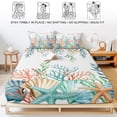 thumbnail image 5 of Twin Sze Fitted Sheet Set - Marine Life 2 Piece Bedding Sets 16" Deep Pocket Fitted Sheet with 1 Pillowcase, Nautical Underwater Coral Shell Starfish Watercolor Brushed Microfiber Hotel Bed Sheets, 5 of 9