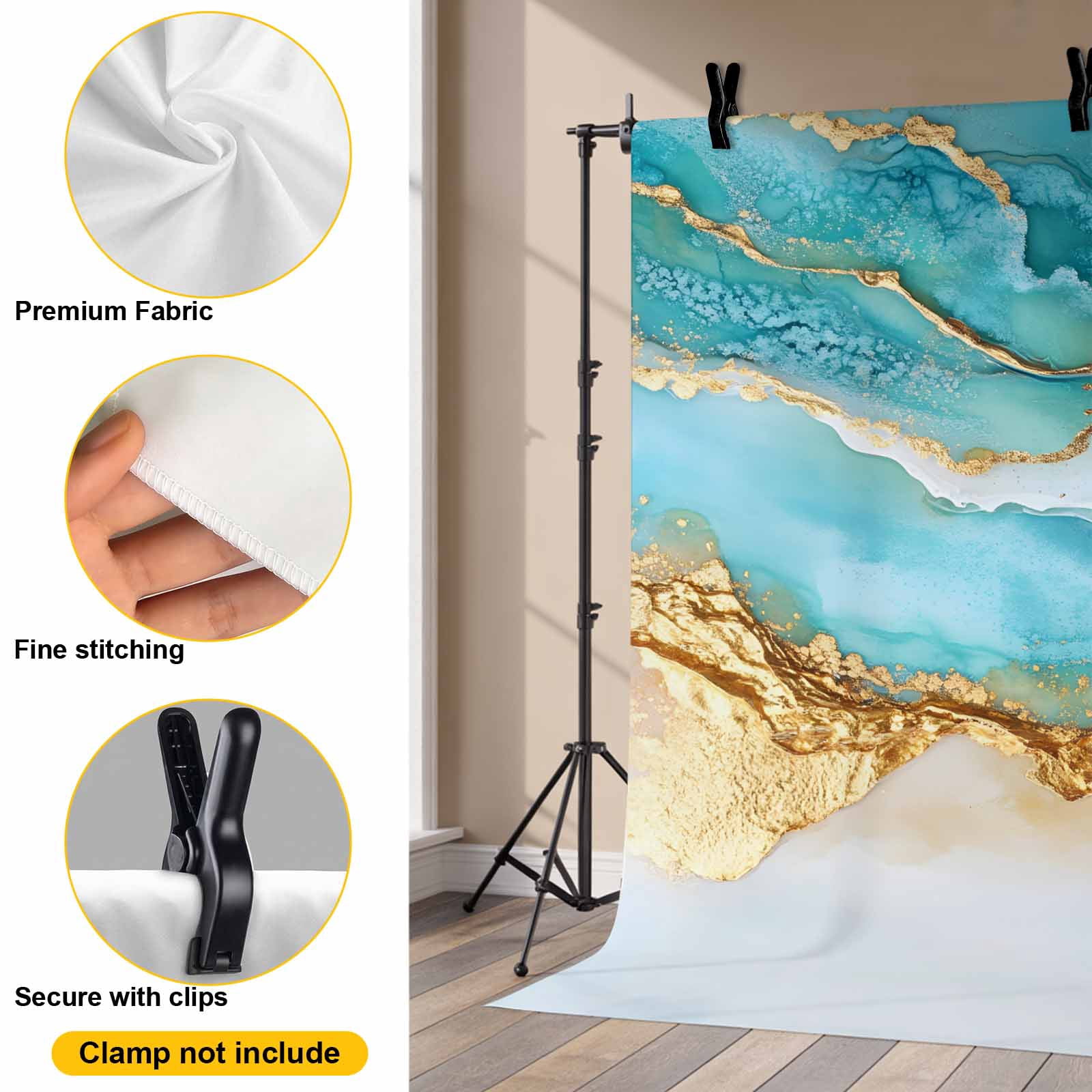Abstract Waves Backdrop for Photography, Blue Retro Oil Painting Style Hand-painted Photo Backdrop Portrait Background Party Banner Photo Backgrounds for Studio Booth Props, 7x5ft
