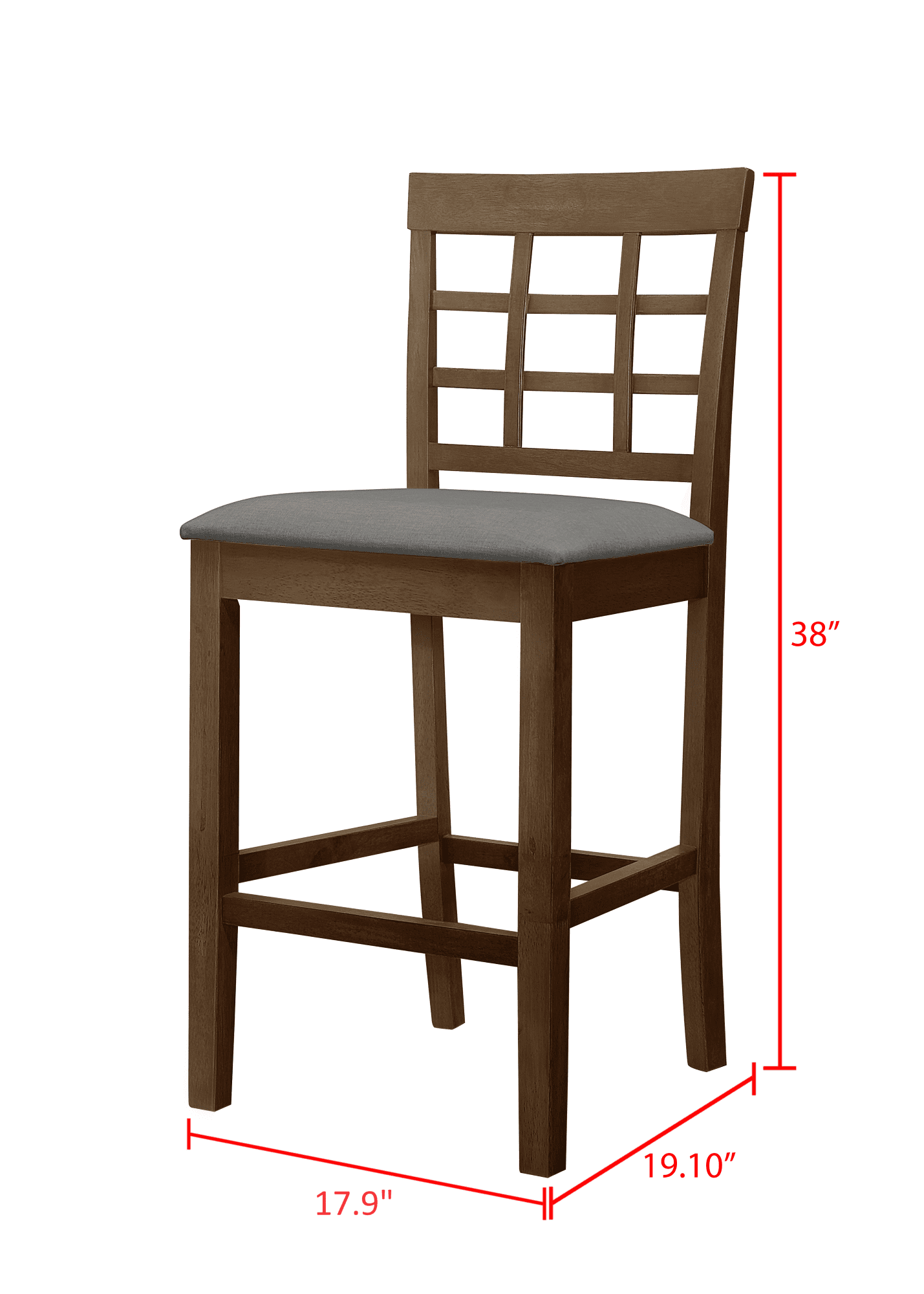 Home Design Azalea Counter Chairs (Set of 4), Brown/Gray, Slat-back design, Padded seat, Comfortable seating, Sturdy frame, Modern minimalist style, Durable construction