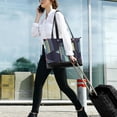 thumbnail image 5 of FORMRS Canvas Laptop Tote Bag for Women with 15.6" Computer Compartments Shoulder Handbag, Cube Stripes, 5 of 7