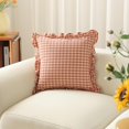 thumbnail image 2 of Ruffle Gingham Pillow Covers 18" x 18", Light Pink Plaid | Soft & Breathable Gingham Pillow Cases, Linen Feel Ruffled Plaid Pillow Cover with Envelope Closure for Sofa Bed, 2 of 6