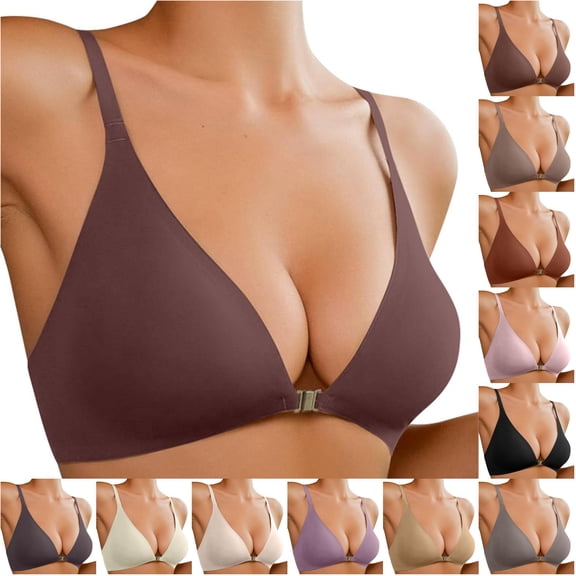 Women's Front Closure Bra Wireless Padded Bralette Seamless Comfortable Support For Daily Wear
