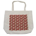thumbnail image 1 of Poppy Flower Shopping Bag, Spring Garden Pattern with Red Blossoms Capsules and Little Dots, Eco-Friendly Reusable Bag for Groceries Beach and More, 15.5" X 14.5", Cream, by Ambesonne, 1 of 2