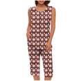 thumbnail image 2 of Mujeres Tops de Verano Impreso Casual sin Mangas Cuello Redondo, Pantalones Recortados para Uso Casual Y de Fiesta, 2 of 7