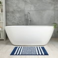 thumbnail image 5 of Unique Bargains Striped Chenille Bathroom Rug with Edges Non-Slip Bathroom Floor Mat Blue 16" x 24", 5 of 6